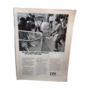 1972 ITT Telephone Telegraph Safe T Play Hockey Original Print Ad vintage 70s
